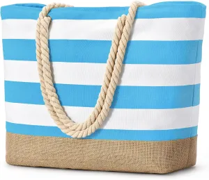 Becokan Beach Bags for Women Large Canvas Beach Tote Bag Beach Bags Waterproof Sandproof Swim Pool Bag Travel Essentials