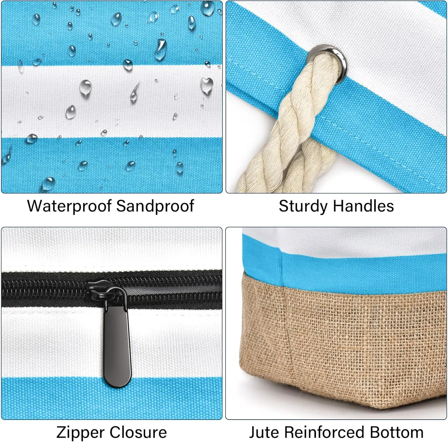 Becokan Beach Bags for Women Large Canvas Beach Tote Bag Beach Bags Waterproof Sandproof Swim Pool Bag Travel Essentials