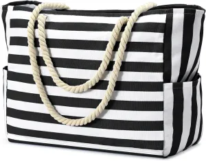 Becokan Beach Bags for Women Large Canvas Beach Tote Bag Beach Bags Waterproof Swim Pool Bag Beach Travel Essentials