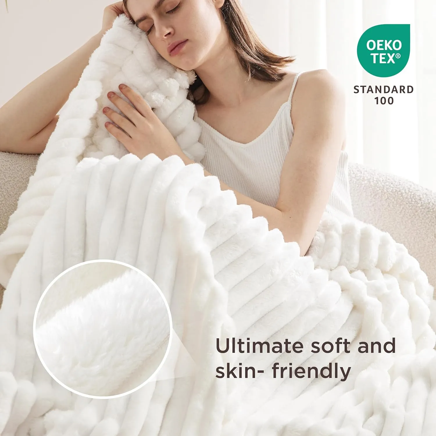 Bedsure Twin Blanket for Bed - GentleSoft Cozy Soft Blankets for Women, Cute Small Fleece Throws for Girls, Graduation Decorations Gift for Her Him School Dorm, Off White, 60x80 Inches