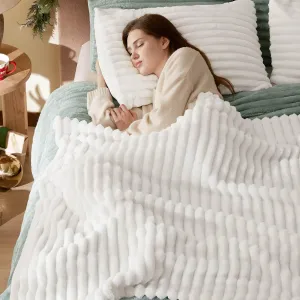 Bedsure Twin Blanket for Bed - GentleSoft Cozy Soft Blankets for Women, Cute Small Fleece Throws for Girls, Graduation Decorations Gift for Her Him School Dorm, Off White, 60x80 Inches