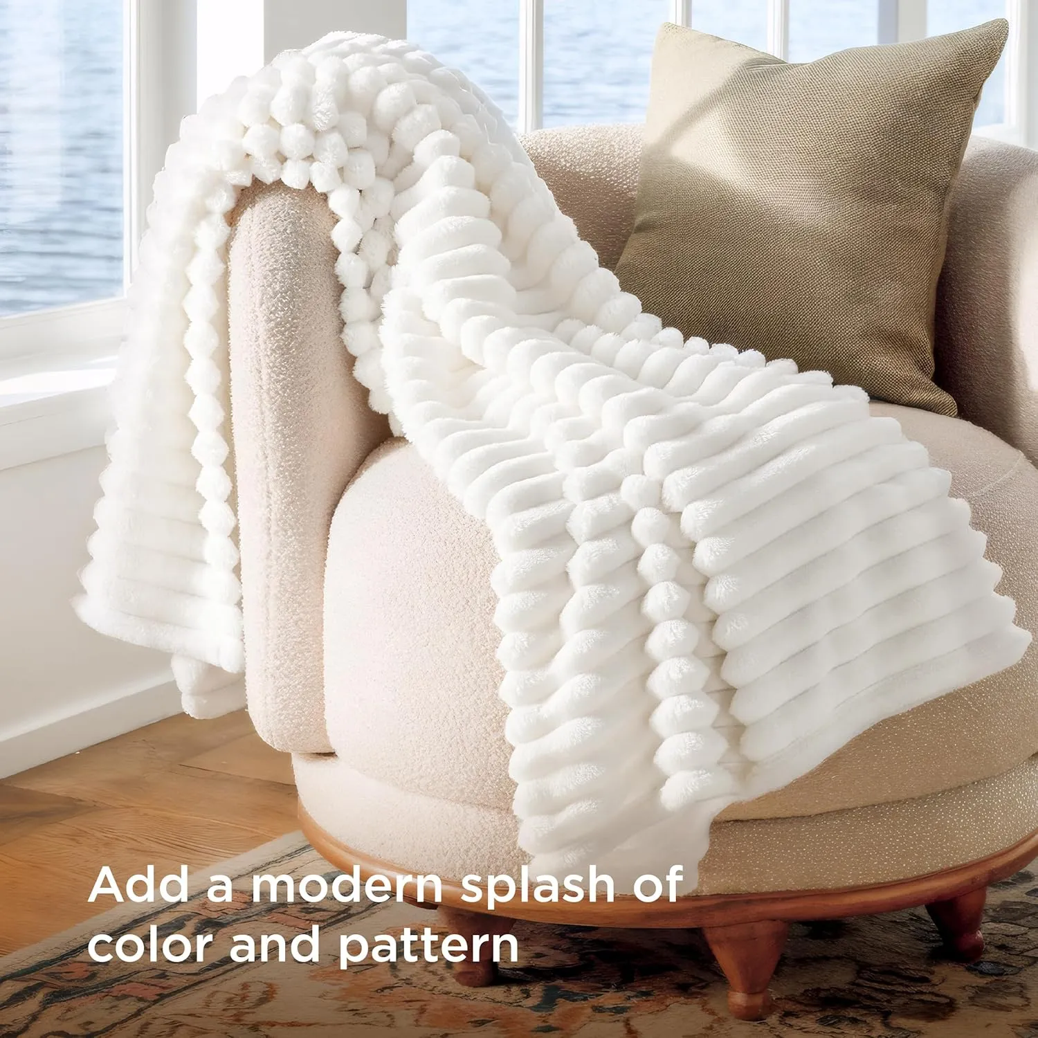 Bedsure Twin Blanket for Bed - GentleSoft Cozy Soft Blankets for Women, Cute Small Fleece Throws for Girls, Graduation Decorations Gift for Her Him School Dorm, Off White, 60x80 Inches