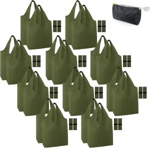 BeeGreen Moss Green Reusable Grocery Bags with Elastic Band Reusable Shopping Bags Bulk 50LBS X-Large Foldable-Machine Washable-Heavy Duty 20 Pieces
