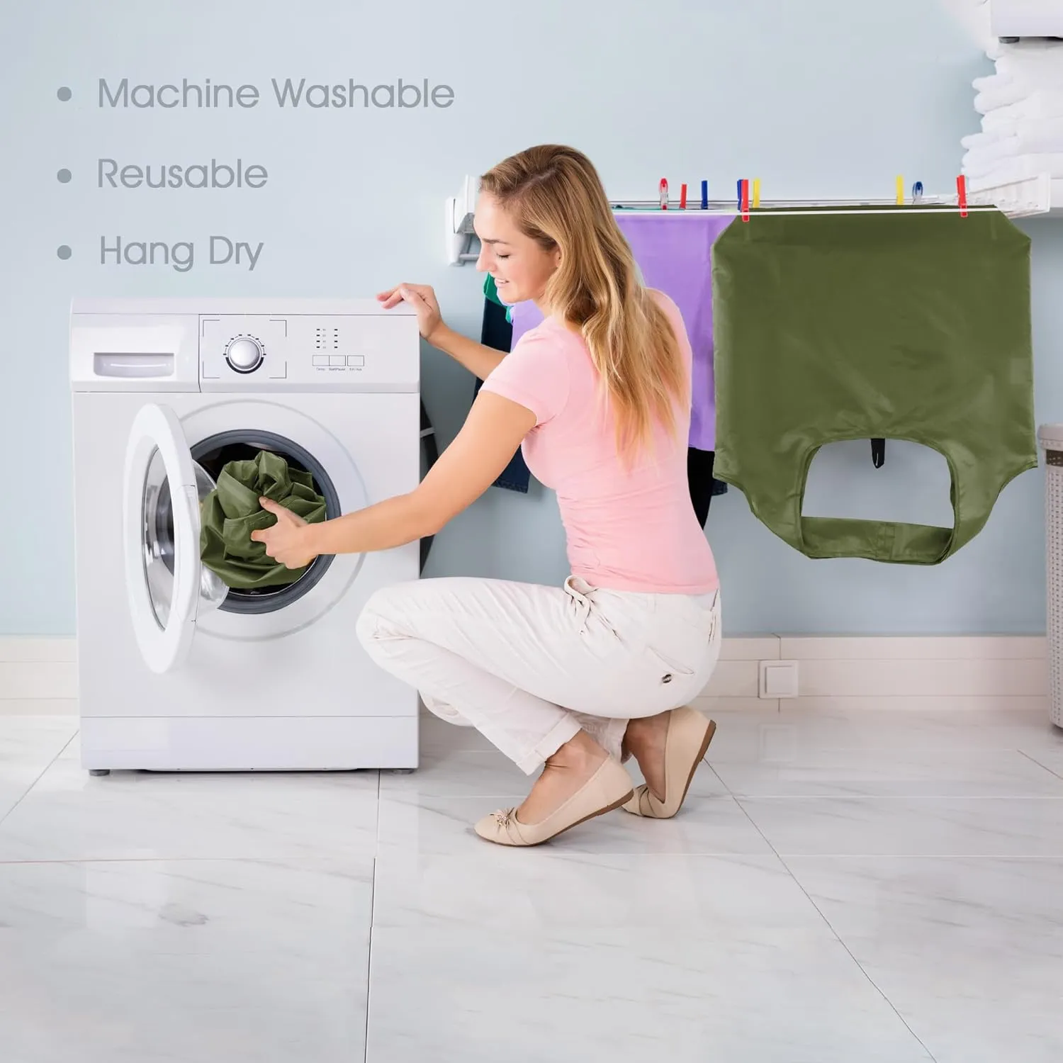 BeeGreen Moss Green Reusable Grocery Bags with Elastic Band Reusable Shopping Bags Bulk 50LBS X-Large Foldable-Machine Washable-Heavy Duty 20 Pieces