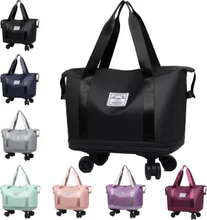Beente Travel Bag With Wheels, 2025 New Large Capacity Travel Bag - Universal Wheel Removable, Wet and Dry Separation (Black)