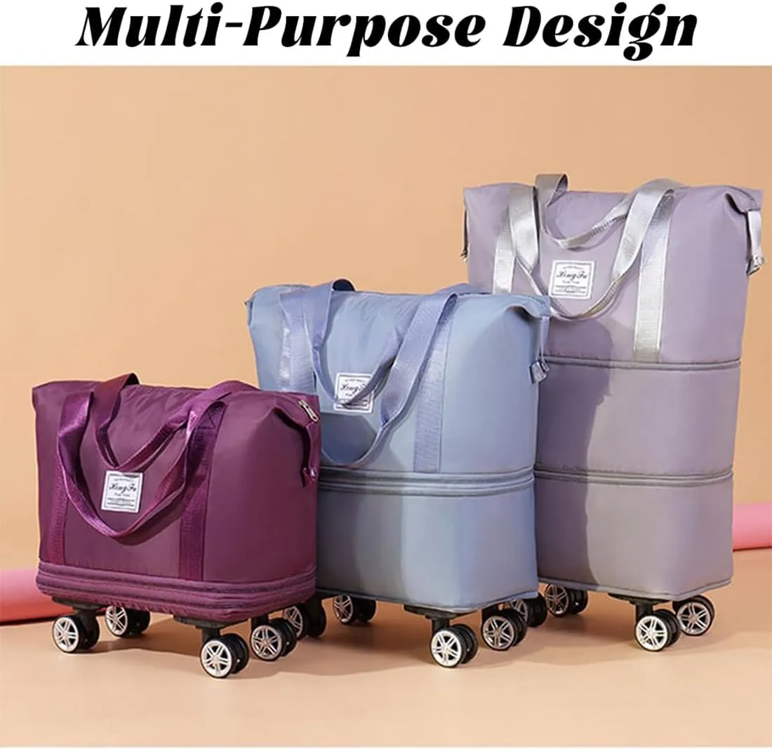 Beente Travel Bag With Wheels, 2025 New Large Capacity Travel Bag - Universal Wheel Removable, Wet and Dry Separation (Dark Blue)
