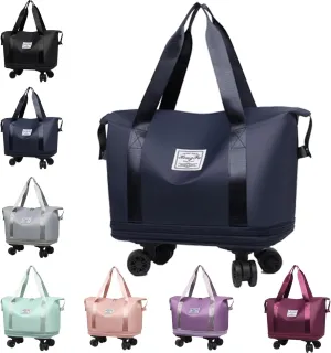 Beente Travel Bag With Wheels, 2025 New Large Capacity Travel Bag - Universal Wheel Removable, Wet and Dry Separation (Dark Blue)