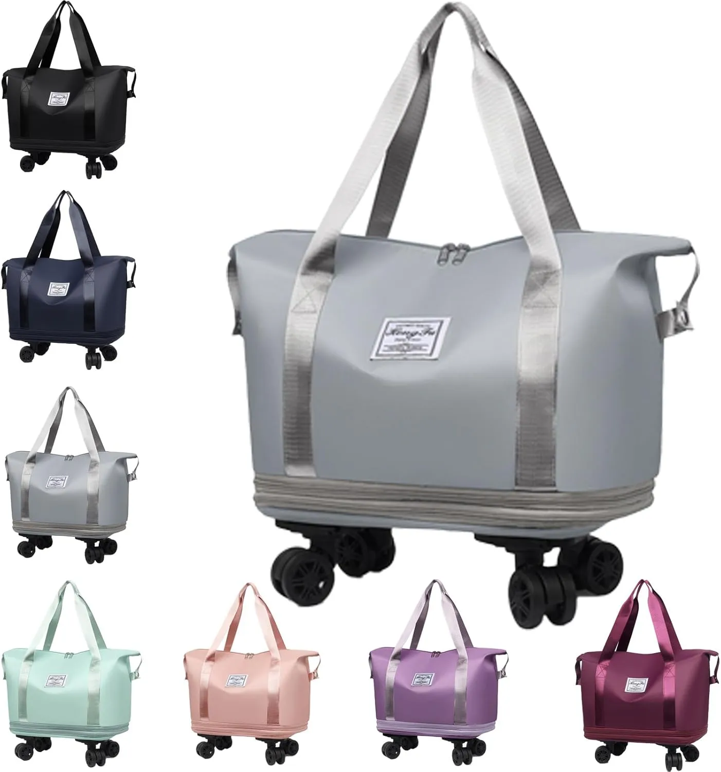 Beente Travel Bag With Wheels, 2025 New Large Capacity Travel Bag - Universal Wheel Removable, Wet and Dry Separation (Grey)