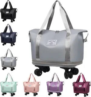 Beente Travel Bag With Wheels, 2025 New Large Capacity Travel Bag - Universal Wheel Removable, Wet and Dry Separation (Grey)