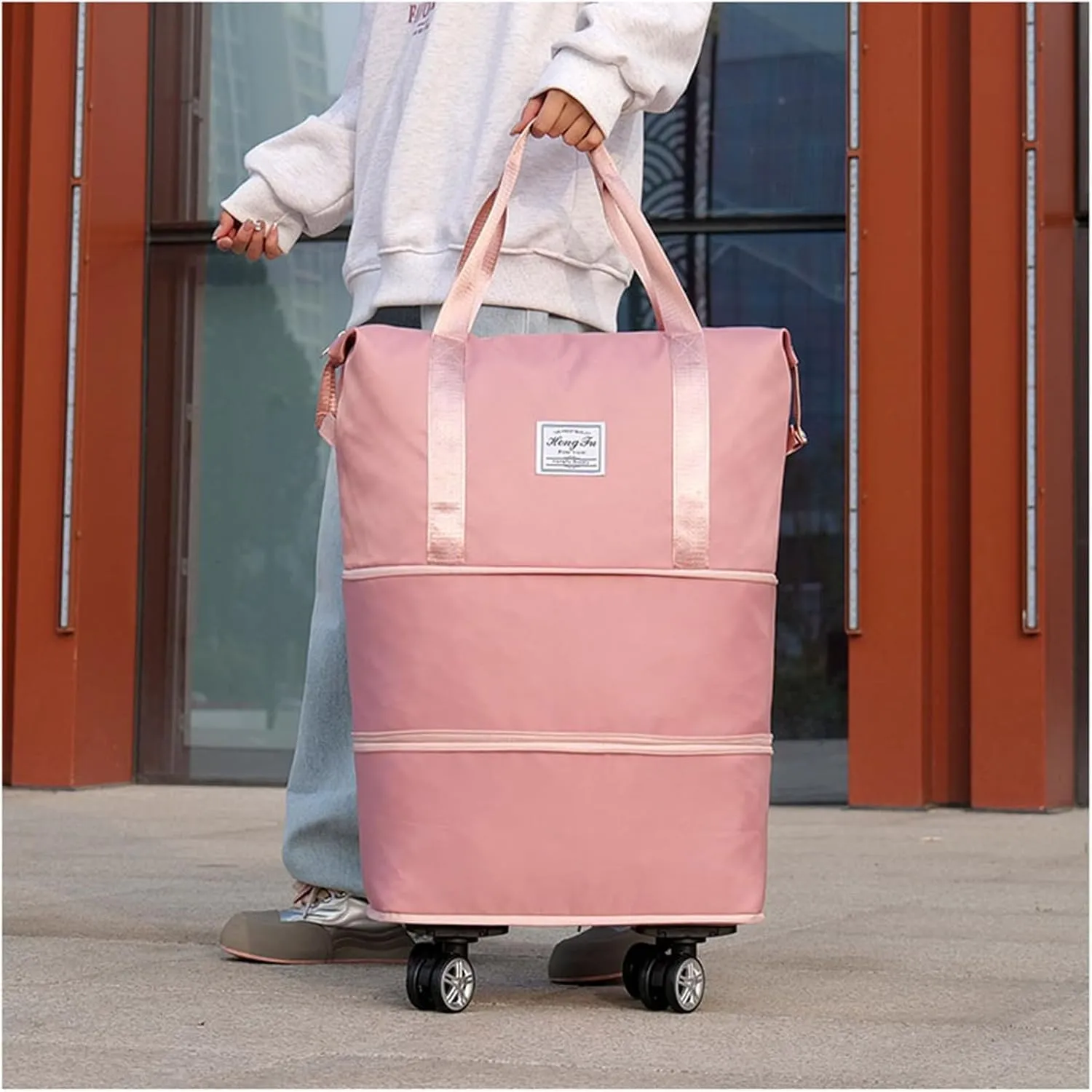 Beente Travel Bag with Wheels, Kulken Travel Bag with Shoe Organizer, 2025 New Large Capacity Travel Bags - Universal Wheel Removable (Light purple)