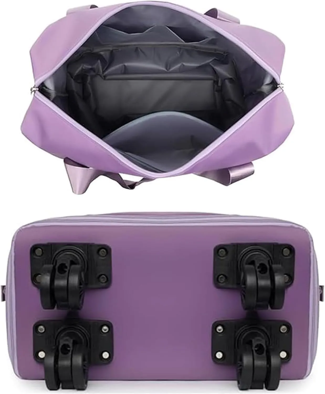 Beente Travel Bag with Wheels, Kulken Travel Bag with Shoe Organizer, 2025 New Large Capacity Travel Bags - Universal Wheel Removable (Light purple)