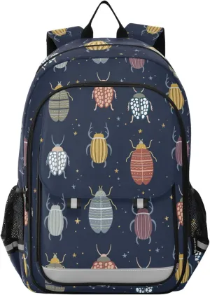 Beetle with Beetles Bugs and Insects Backpack Lightweight Bookbag Travel Laptop Backpack College School Computer Bag with Reflective Stripes