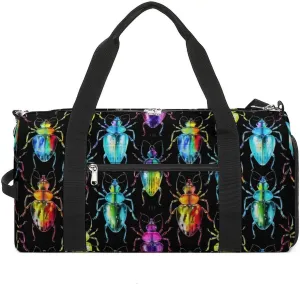 Beetles Glowing Funny Gym Bag Travel Duffel Bags Carry On Weekender Overnight Bag for Women Men