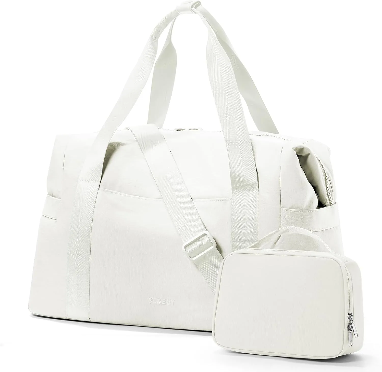 Beige Gym Tote Bag for Women & Men - Sports Duffle Bag with Wet Pocket for Travel & Workout