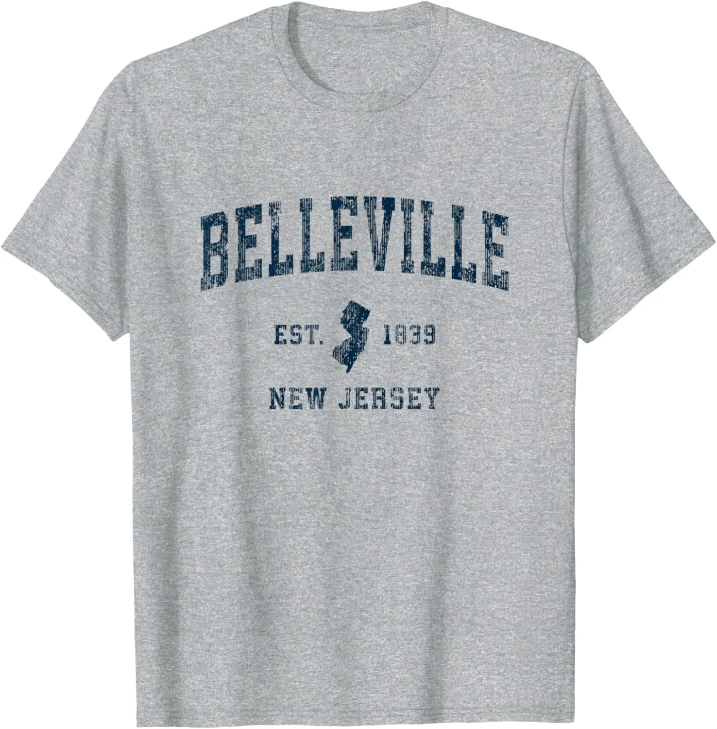 Belleville New Jersey NJ Vintage Sports Design Navy Print T-Shirt