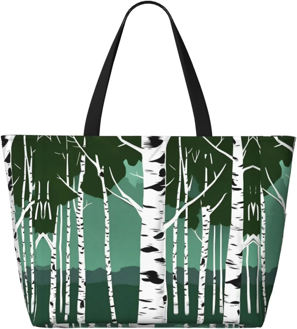 Birch Trees Large Capacity Foldable Tote Bag Women Beach Tote Bag Handbag Gym Bag Travel Shopping Bag