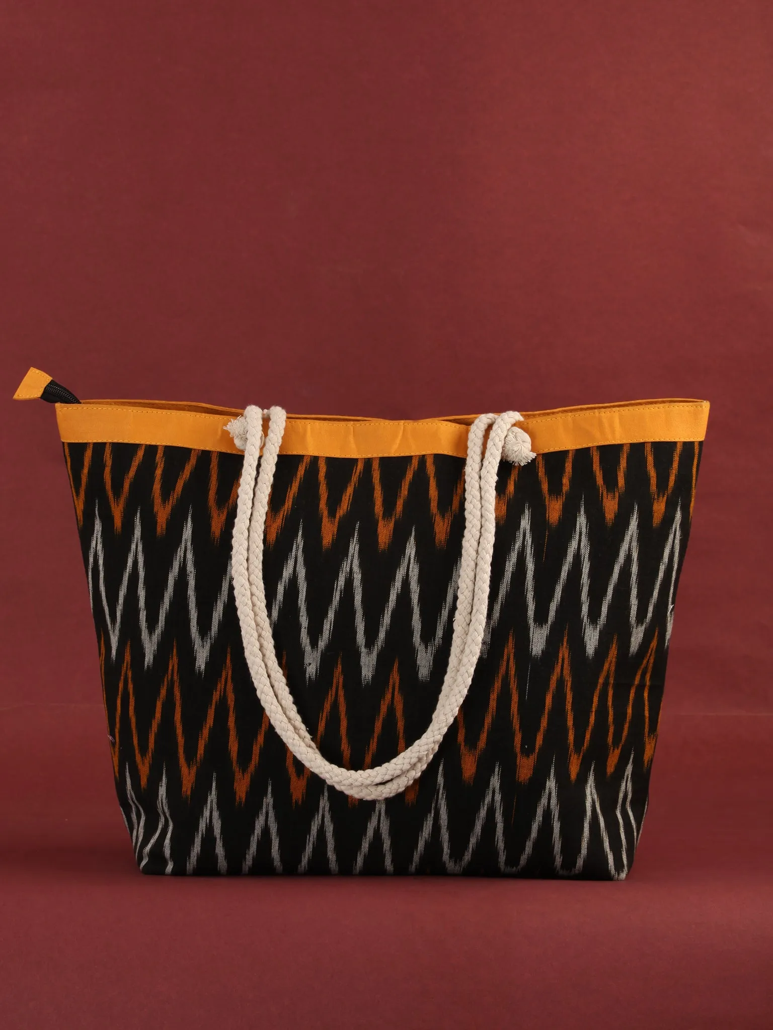 Black Mustard Ikat Tote Bag - B0807