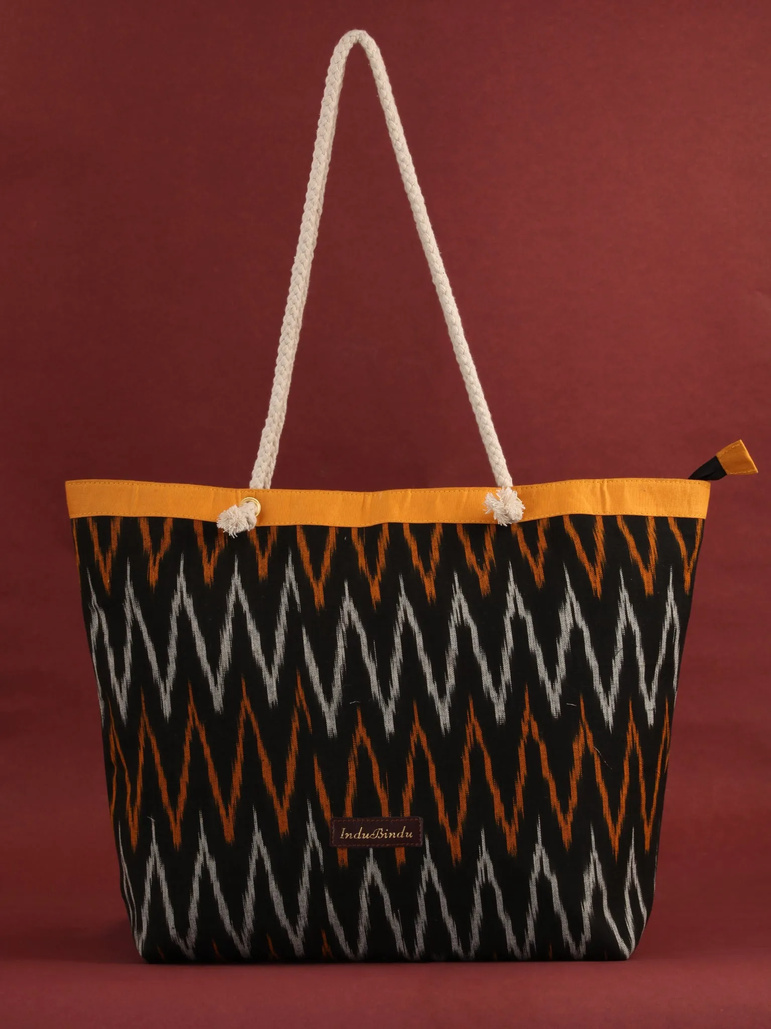 Black Mustard Ikat Tote Bag - B0807