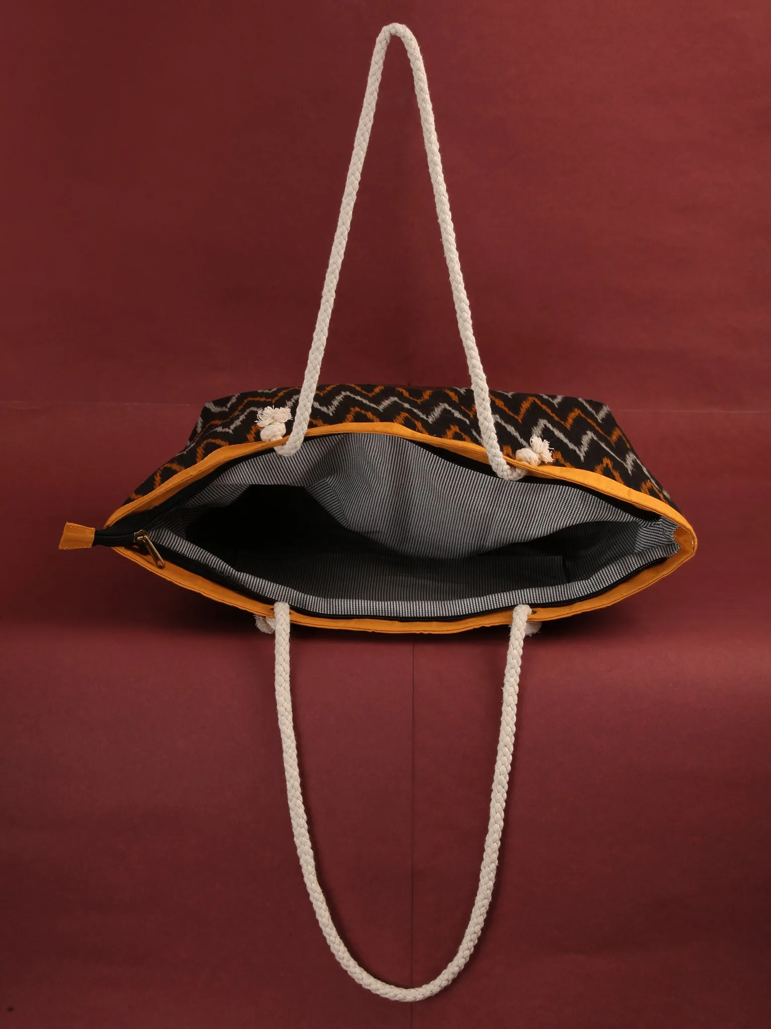 Black Mustard Ikat Tote Bag - B0807