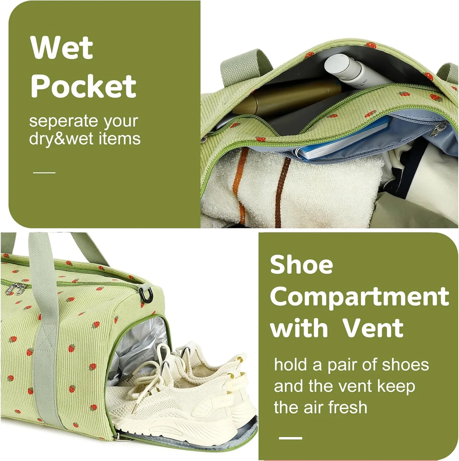 BLUBOON Duffle Bag Girls Kids Cute Gym Bag with Shoes Compartment & Wet Separation Waterproof Sports Overnight Travel Bag