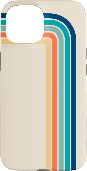 Blue, Aqua, Orange Retro Stripes 70's Style Design Case for iPhone 15