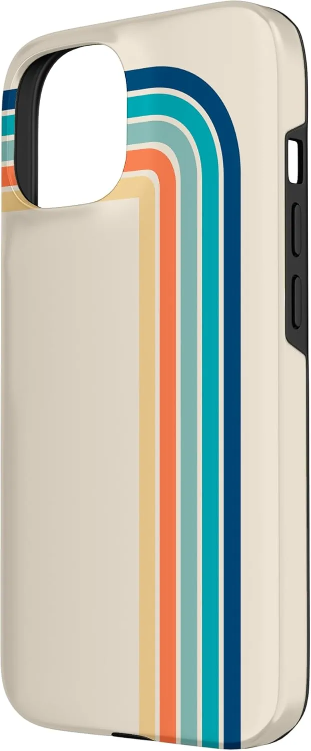 Blue, Aqua, Orange Retro Stripes 70's Style Design Case for iPhone 15