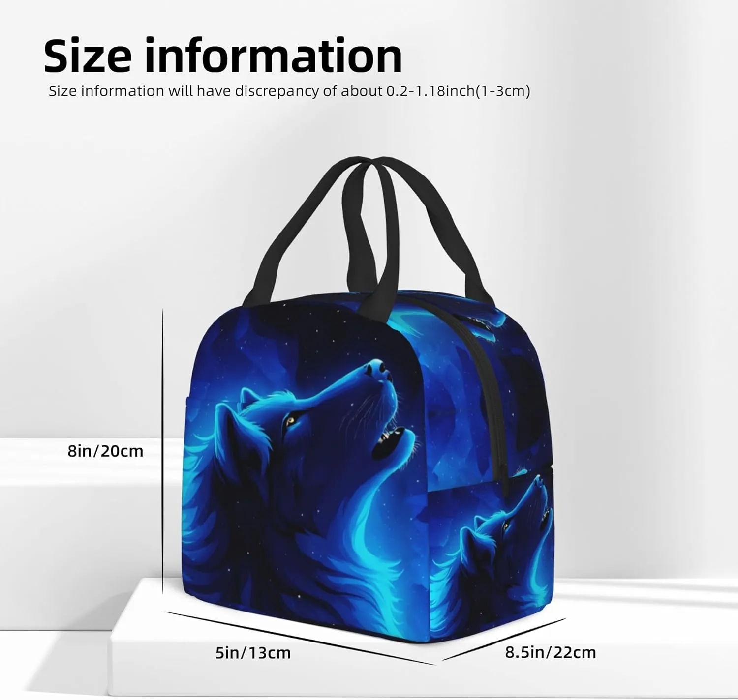 Blue Galaxy Wolf Lunch Box Insulated Meal Bag Lunch Bag Reusable Snack Bag Food Container For Boys Girls Men Women School Work Travel Picnic