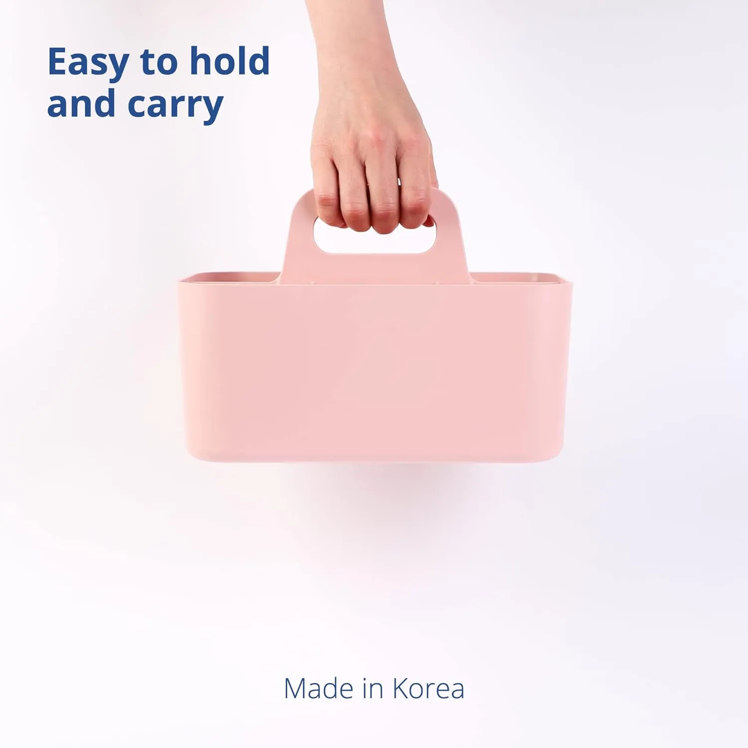 BLUE GINKGO Stackable Organizer Caddy – Korean-Made Portable Tote for Bathroom, Office, Crafts, or School Supplies (Rectangle, Pink)