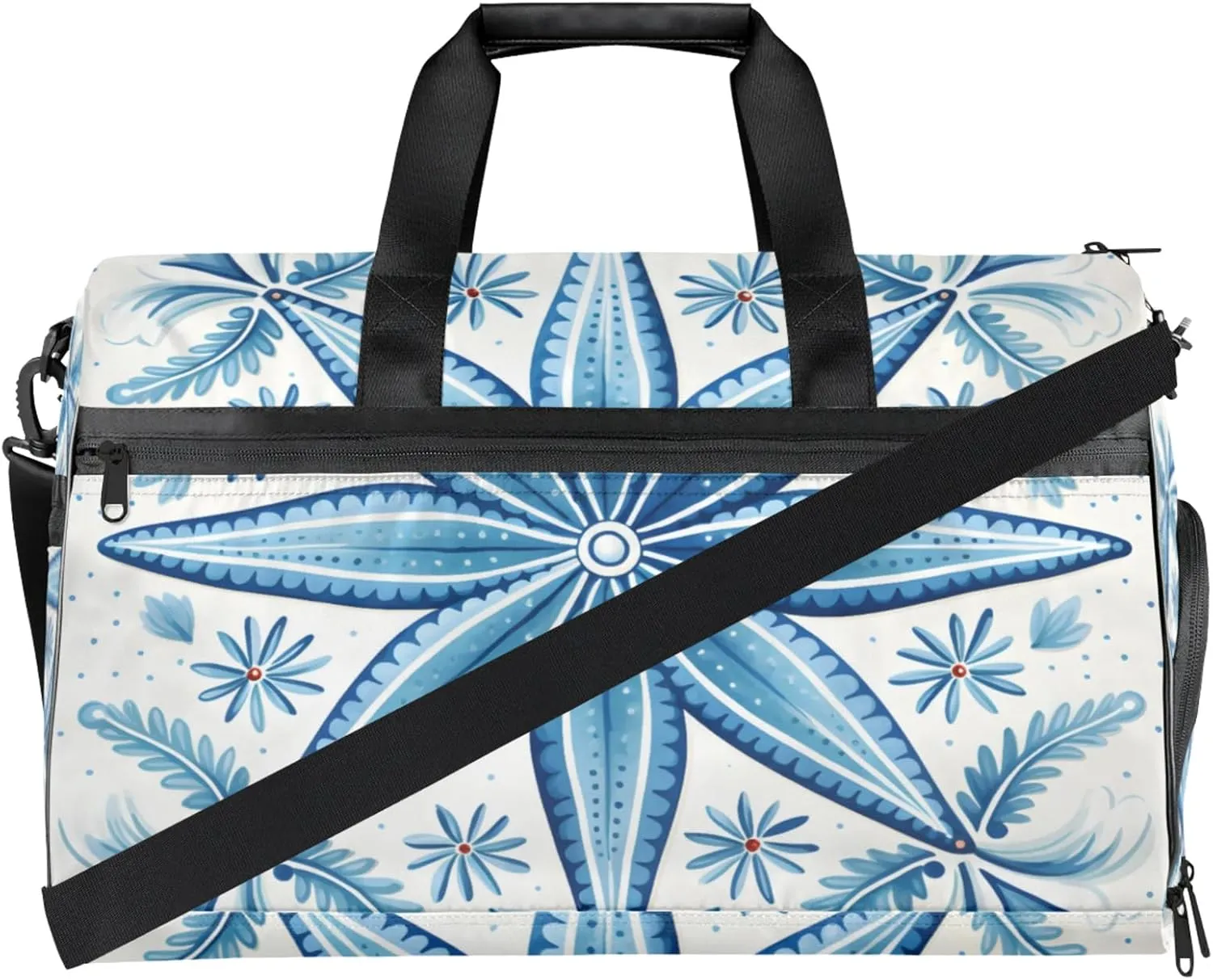 Blue Gym Bag for Men- 43L large Duffle Bag for Travel, Abstract Travel Bag with Shoe Compartment-Personal Item Travel Bag Weekender Bags for Women