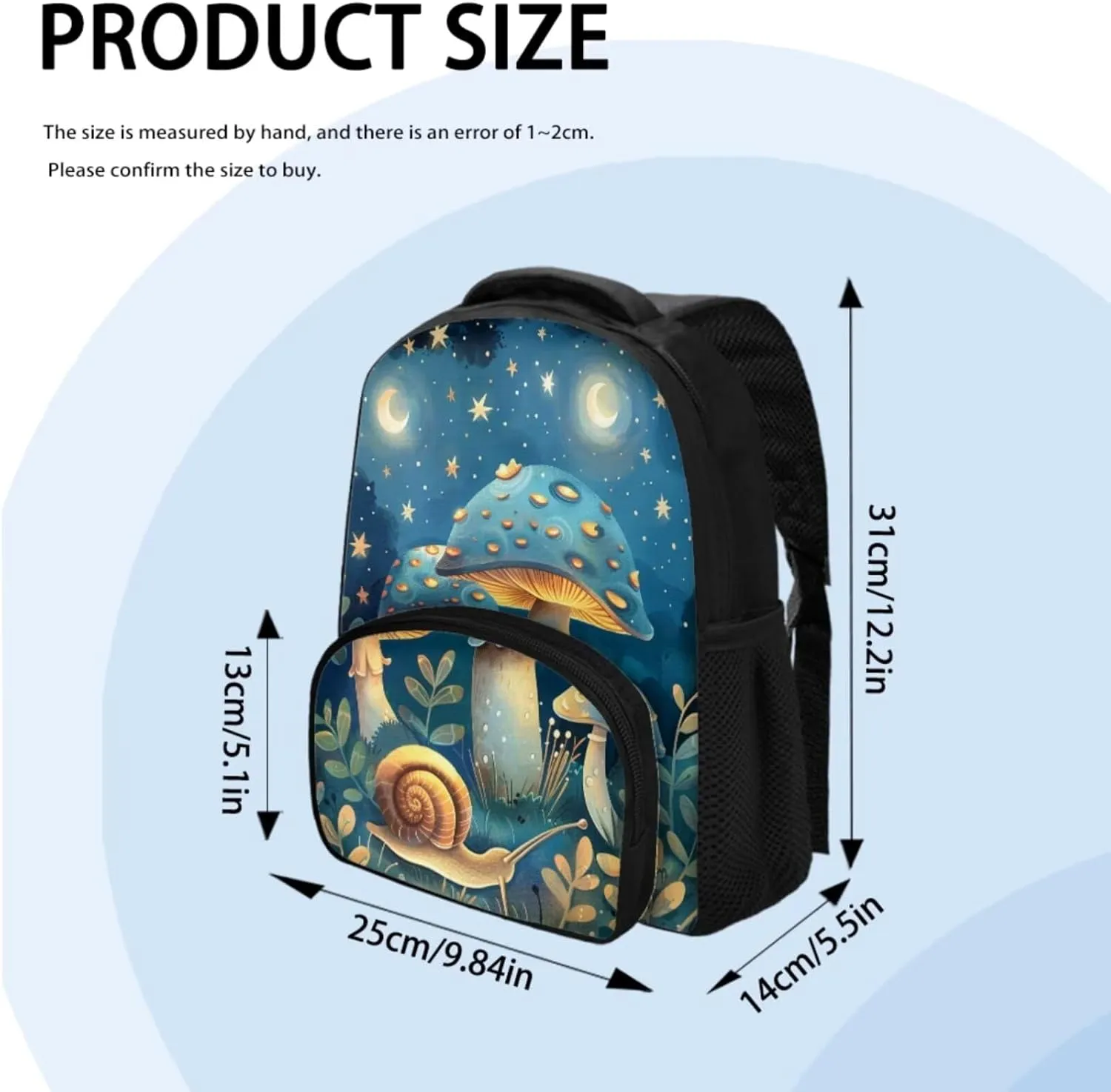 Blue Mushroom Toddler Backpack and Lunch Box Set Girls Preschool with Cute Pencil Case Lightweight School Book Bag & Case Stylish School Backpack Make You Look Chic and Fashion