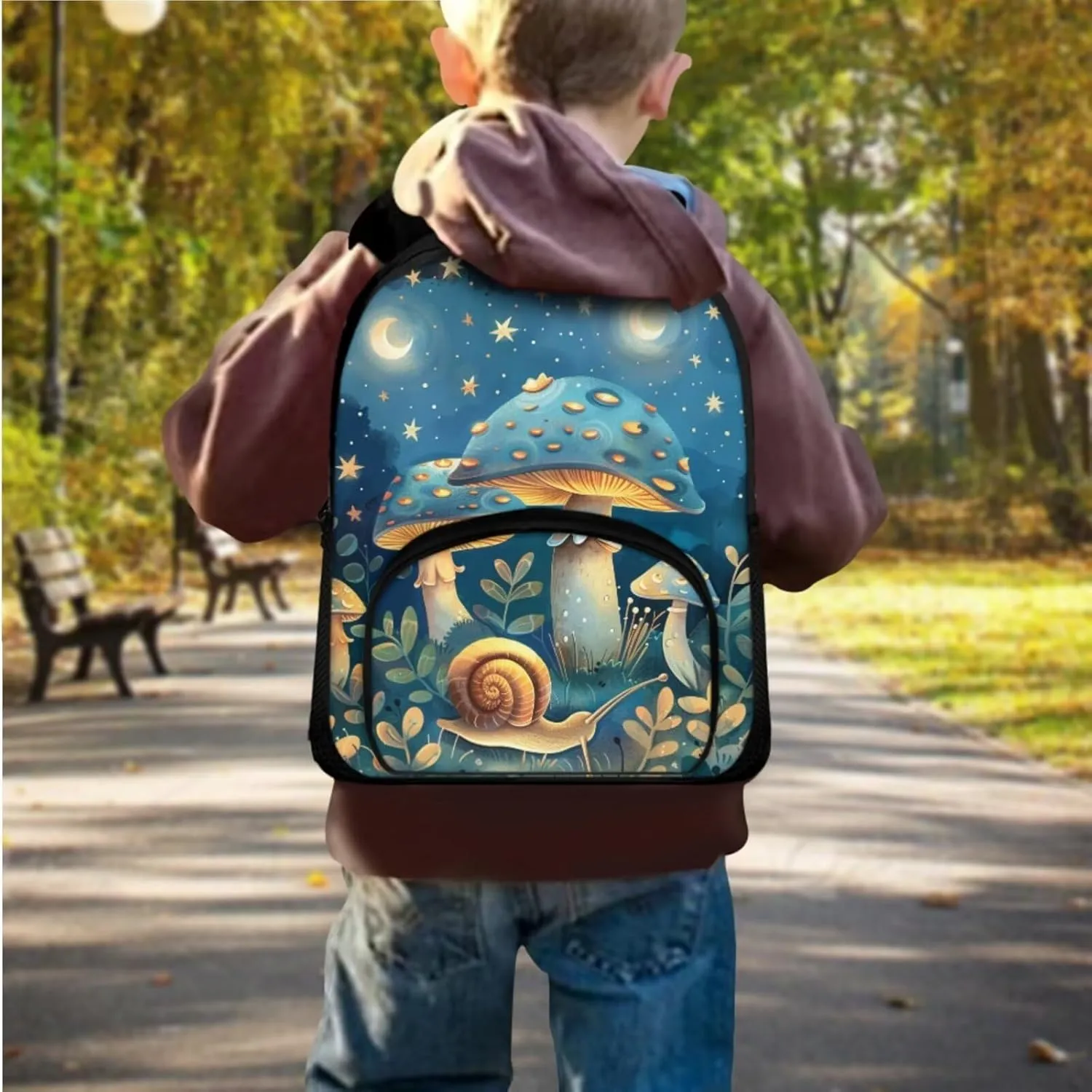 Blue Mushroom Toddler Backpack and Lunch Box Set Girls Preschool with Cute Pencil Case Lightweight School Book Bag & Case Stylish School Backpack Make You Look Chic and Fashion