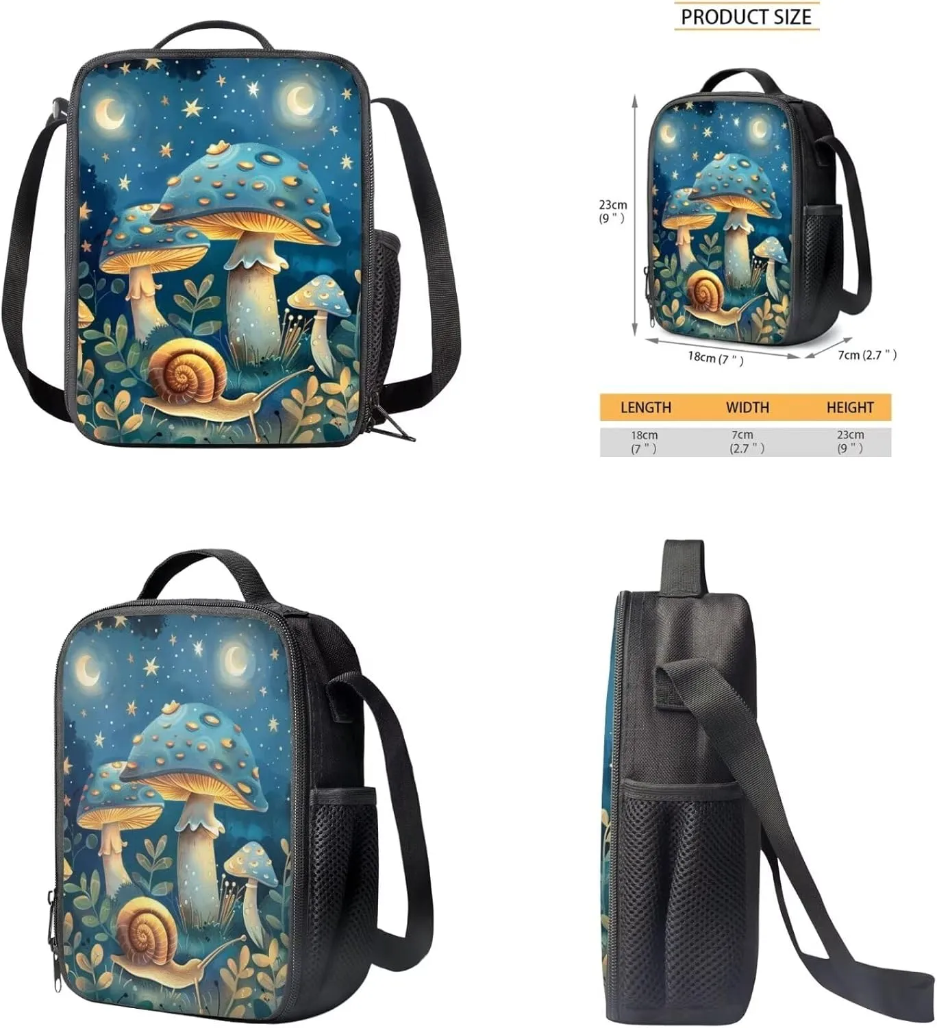 Blue Mushroom Toddler Backpack and Lunch Box Set Girls Preschool with Cute Pencil Case Lightweight School Book Bag & Case Stylish School Backpack Make You Look Chic and Fashion