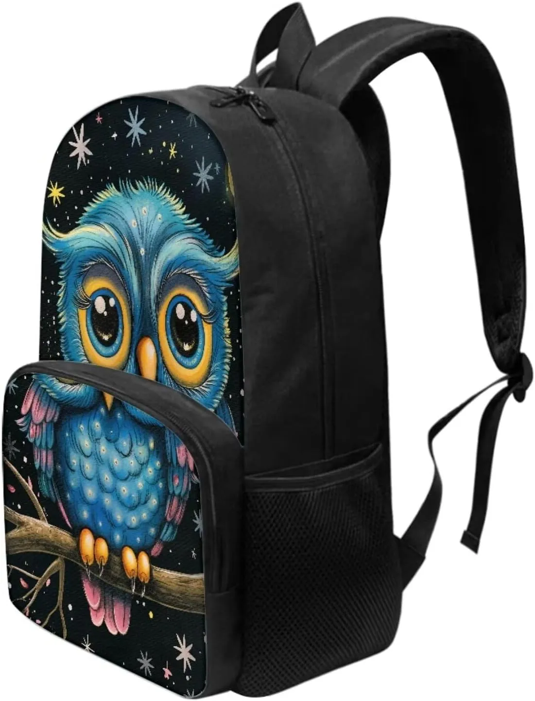 Blue Owl Tree Star Kids Backpack Cute Aesthetic Bookbag School Bag For Boys Girls