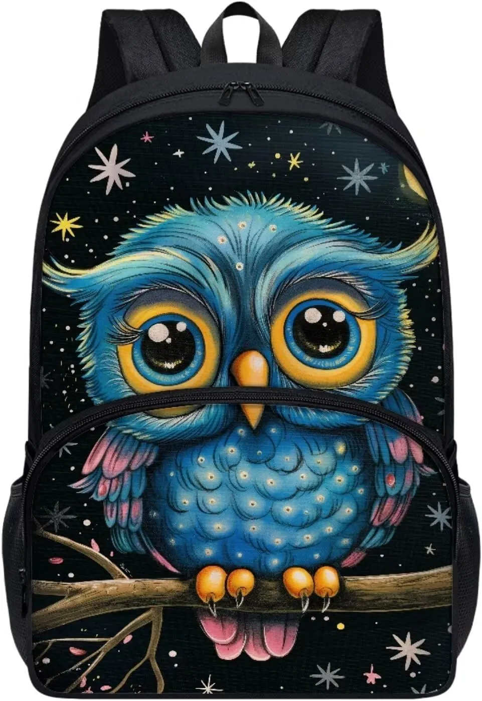 Blue Owl Tree Star Kids Backpack Cute Aesthetic Bookbag School Bag For Boys Girls