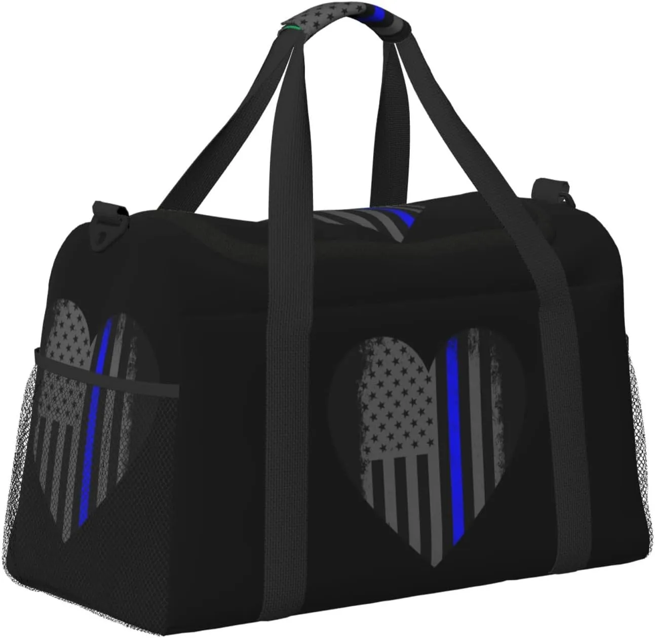 Blue Thin Line American Flag Travel Duffel Bag Large Foldable Waterproof Overnight Bag For Beach Swim Bags Pool Sports Gym