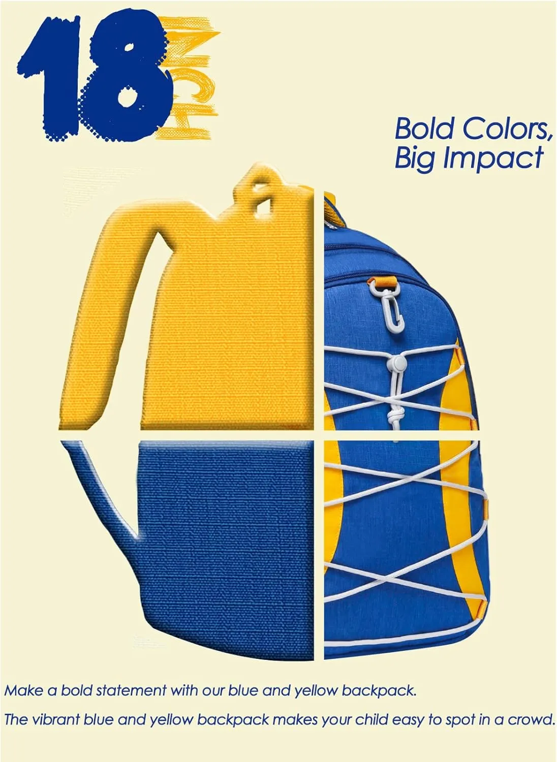 BLUEFAIRY Middle High School Backpack for Boys Girls Large Bookbag with Laptop Compartment Back to School Book Bags for Teens Teenagers Mochilas Escolares para Niños Niñas (Cobalt Blue/Yellow, Solid)