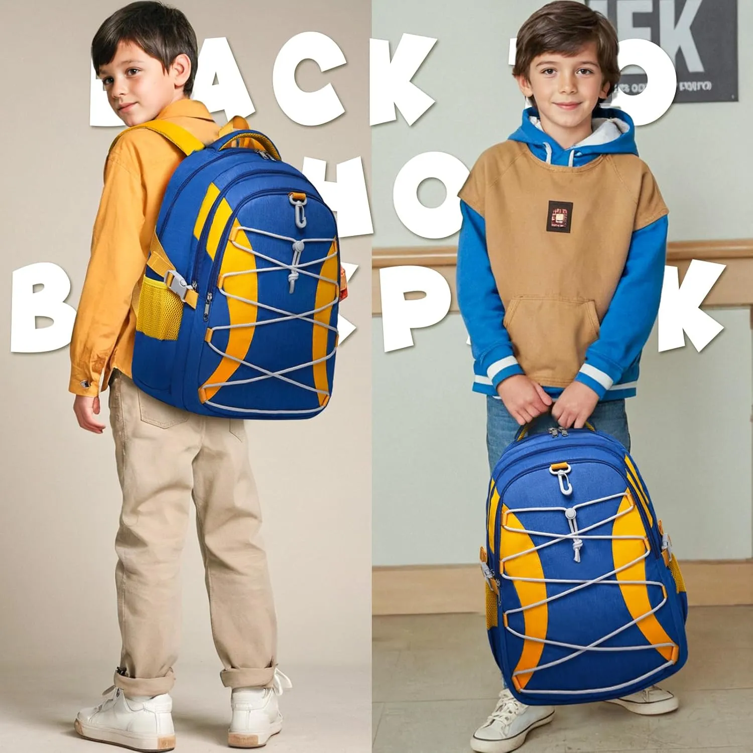 BLUEFAIRY Middle High School Backpack for Boys Girls Large Bookbag with Laptop Compartment Back to School Book Bags for Teens Teenagers Mochilas Escolares para Niños Niñas (Cobalt Blue/Yellow, Solid)
