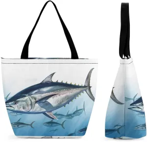 Bluefin Tuna Thunnus Tote Bag for Women,Shoulder Bag with Inner Pocket,Large Capacity Cloth Bags for Work ShoppingTravel Beach Gym