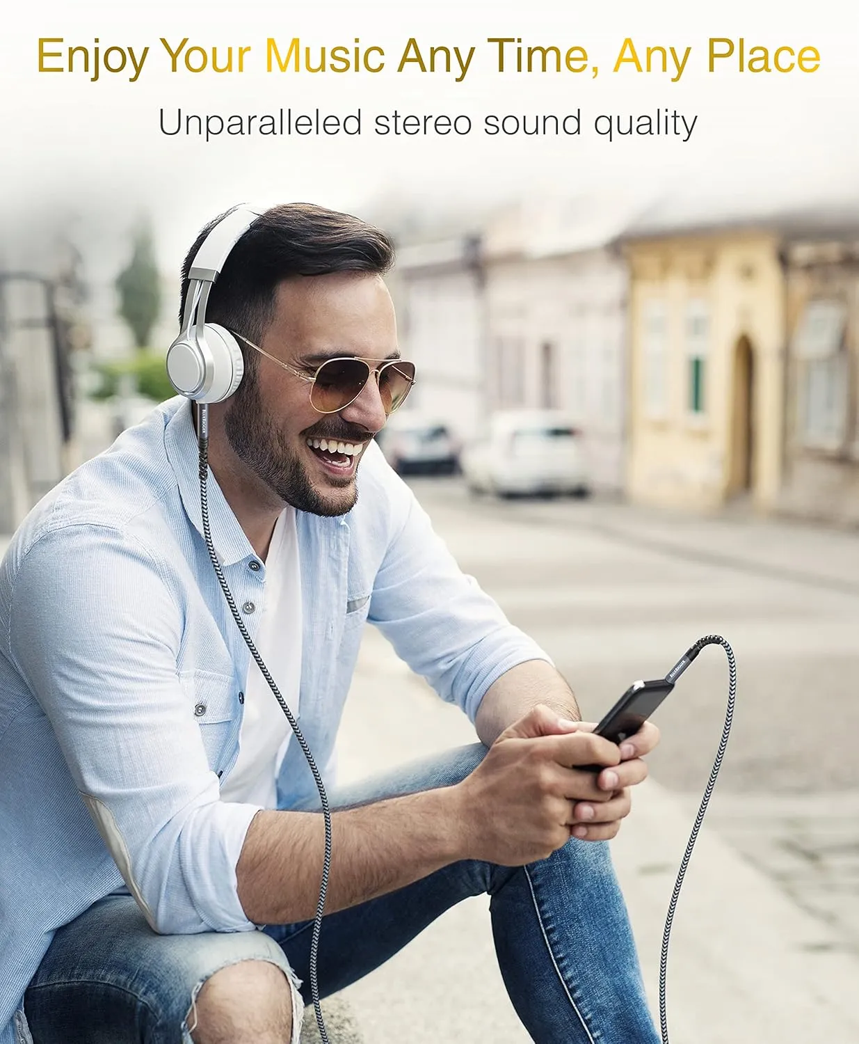 BlueRigger 3.5mm Stereo Audio Cable (30FT, 24K Gold Plated Jack, Auxiliary Cable, Male to Male, Hi-Fi Sound) – Aux Cord for Headphones, Home Car Stereo, Speaker, Amplifier, Phones, Tablets, Laptops