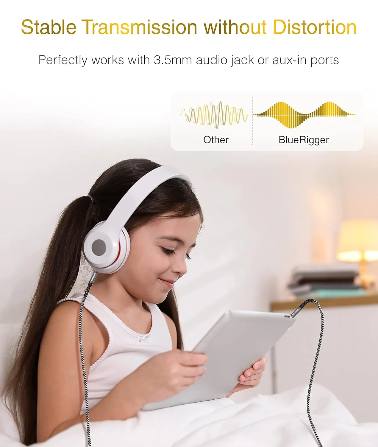 BlueRigger 3.5mm Stereo Audio Cable (30FT, 24K Gold Plated Jack, Auxiliary Cable, Male to Male, Hi-Fi Sound) – Aux Cord for Headphones, Home Car Stereo, Speaker, Amplifier, Phones, Tablets, Laptops