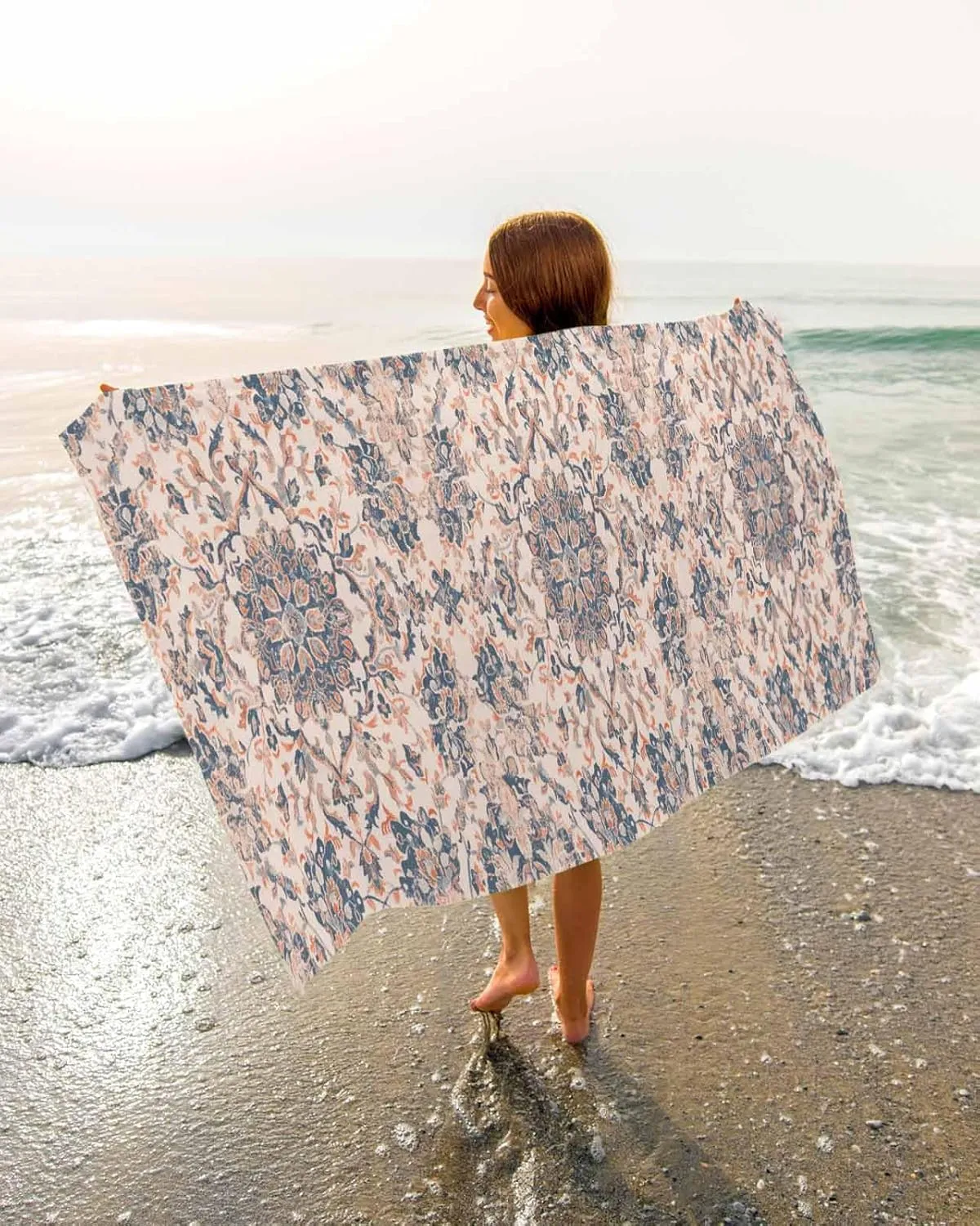 Bohemia Beach Towel 31"x61" Microfiber Beach Towels Oversized Sand Free Quick Dry Beach Towel/Bath Towels/Yoga Towel/Pool Towels/Travel Towel for Women Men Girls Kids-Ethnic Texture