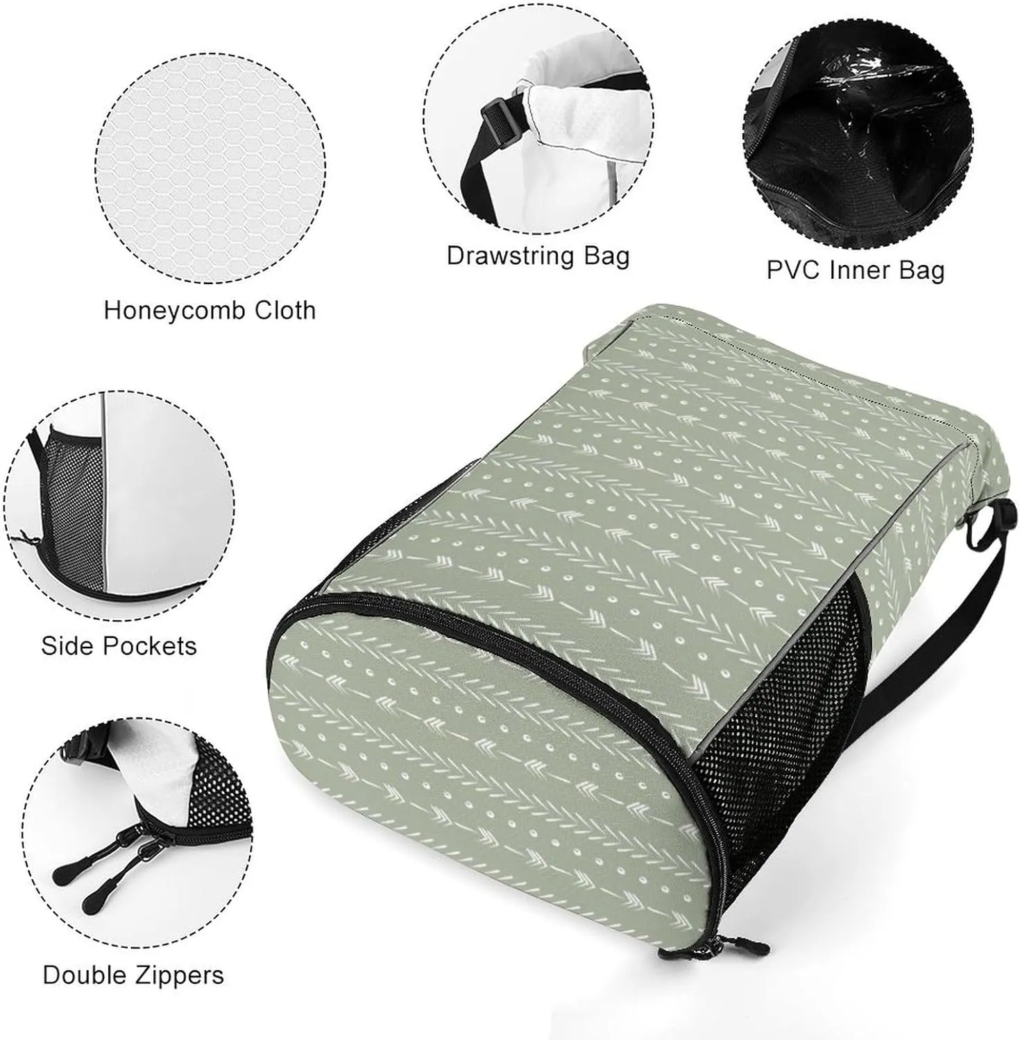 Boho Arrows Mudcloth Sports Bundle Pocket with Dry Wet Separation Unisex