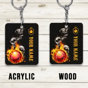 Bowling Skull Hello Darkness My Old Friend Personalized Name Keychain Gift For Bowler