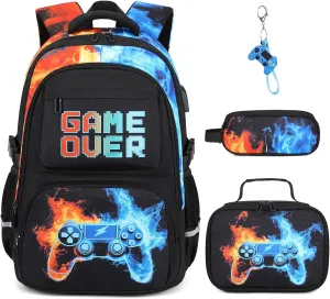 Boys Backpack for School, 3PCS Cool Luminous Backpack for Boys with Lunch Bag Pencil Case, Kids School Bookbag Teen Boys Backpacks for Kindergarten Elementary Middle School