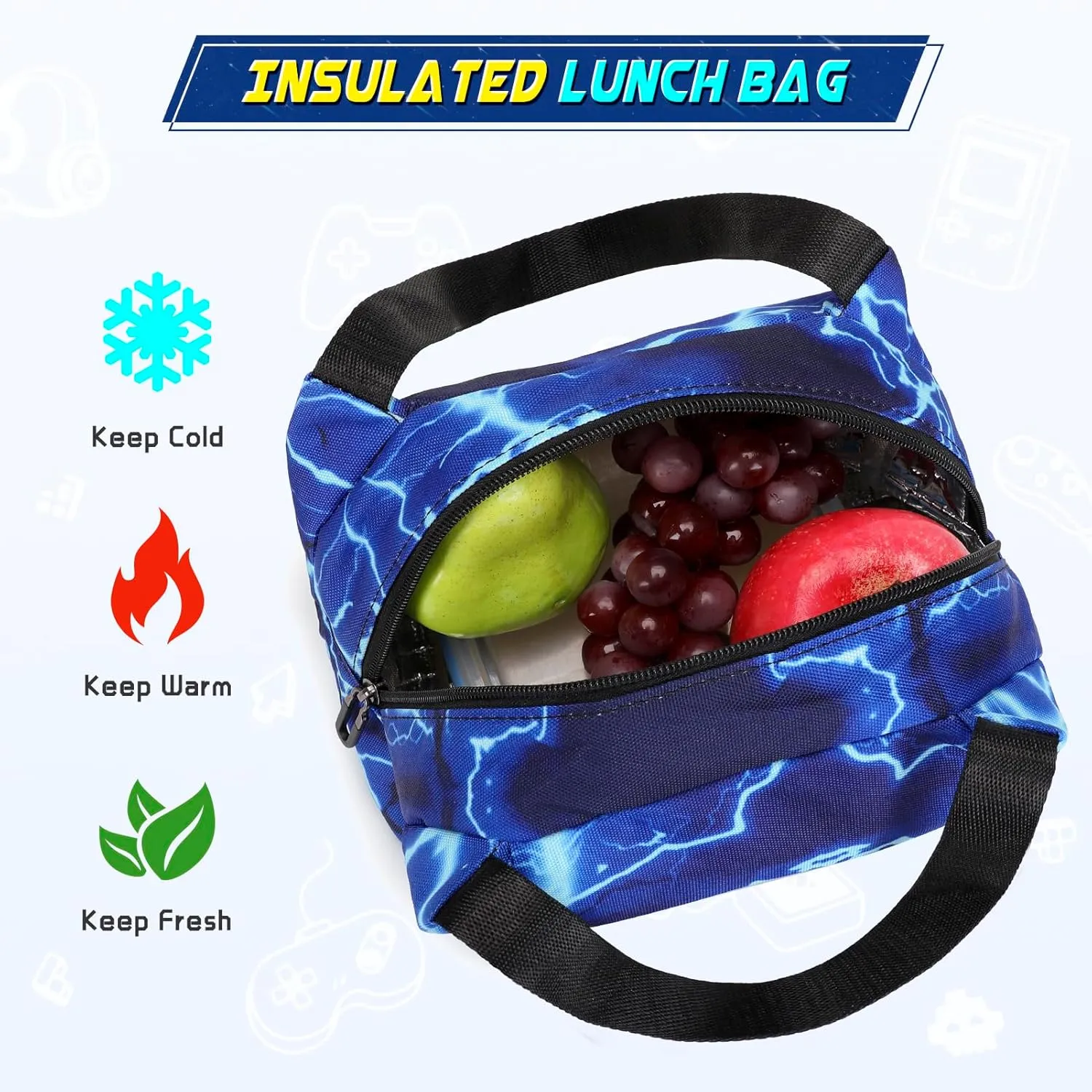 Boys Luminous School Backpack with Lunch Bag Pencil Case, Kids Kindergarten Elementary Middle School Book Bag for Teen Boys Children with USB Charging Port