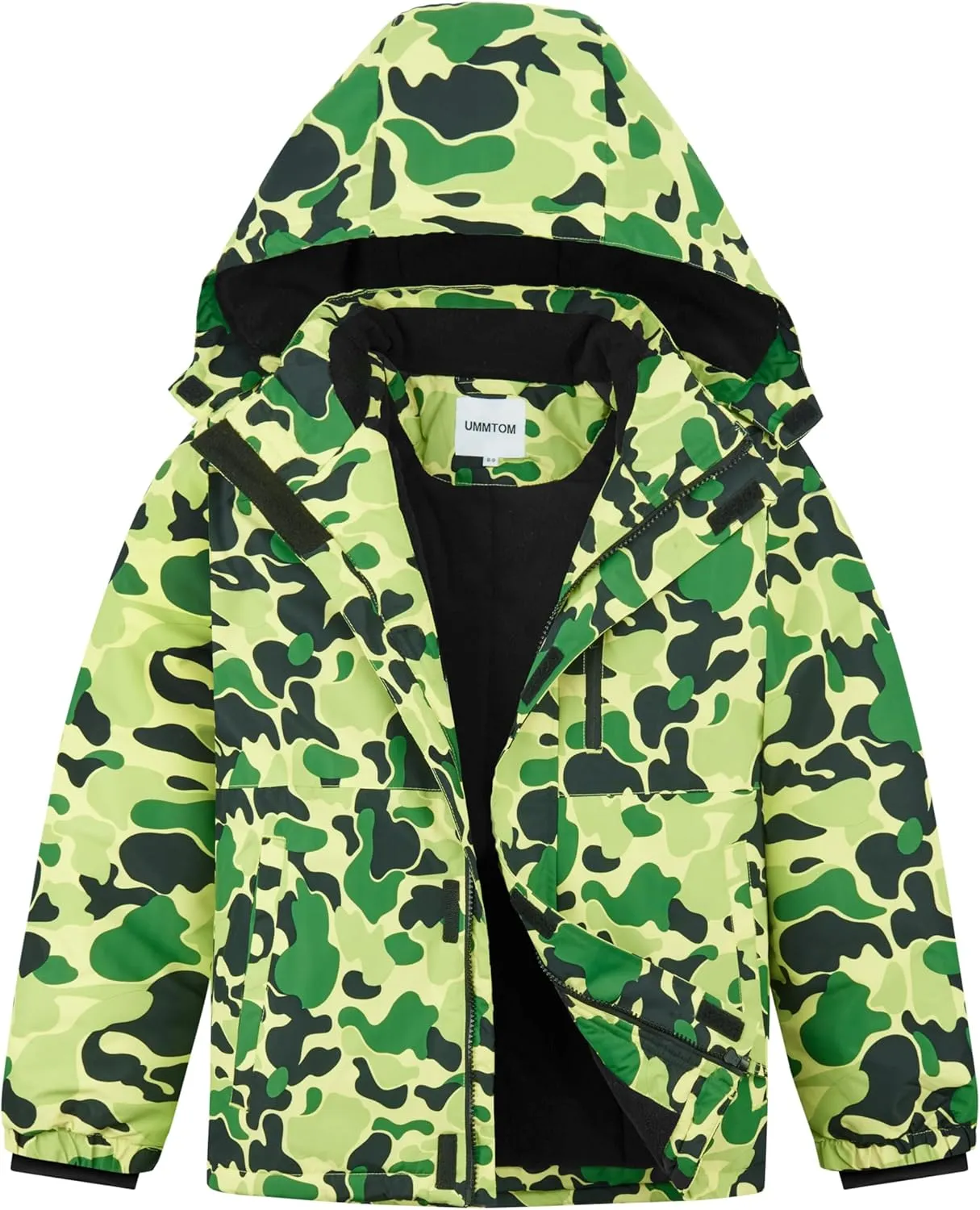 Boys Waterproof Ski Jacket Fleece Lined Warm Winter Snow Coat Hooded Winter Jacket for Kids