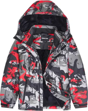 Boys Waterproof Ski Jacket Warm Winter Fleece Snow Coat Kids Outdoor Hooded Snowboard Jacket