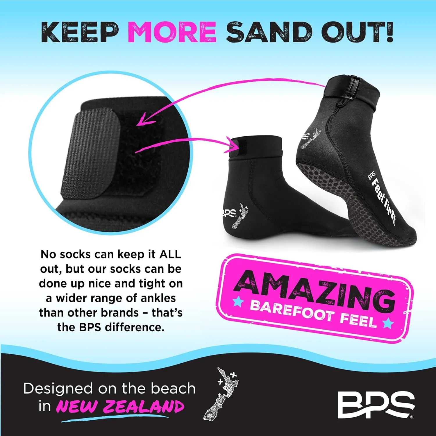 BPS 'Feet First' Beach Volleyball Socks Ultra Flexible Sand Soccer Socks Quick Dry Aqua Sock with Kevlar Soles