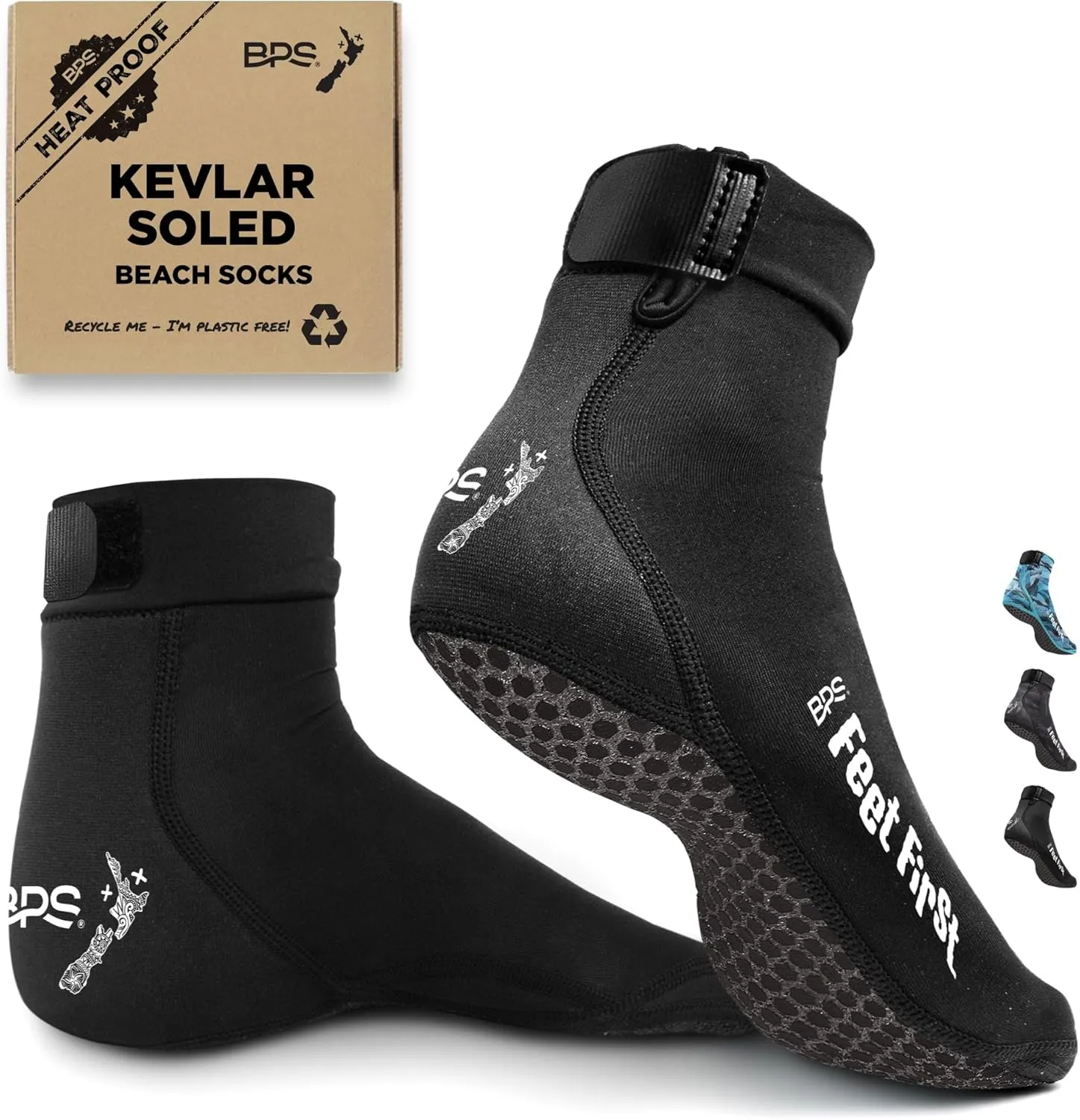 BPS 'Feet First' Beach Volleyball Socks Ultra Flexible Sand Soccer Socks Quick Dry Aqua Sock with Kevlar Soles