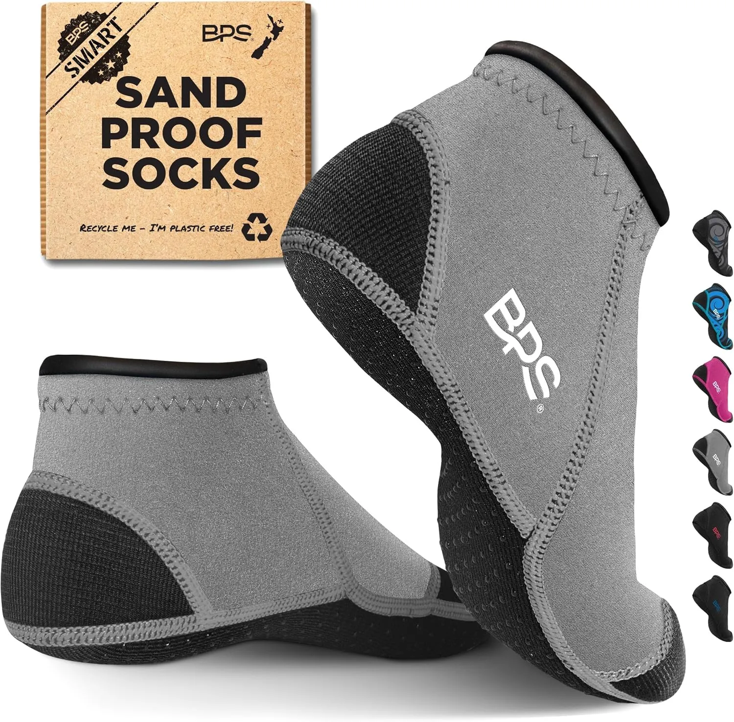 BPS ‘Smart’ Neoprene Socks 3mm Water Socks Sand Proof Wetsuit Booties for Beach Volleyball Sand Soccer Water Sports